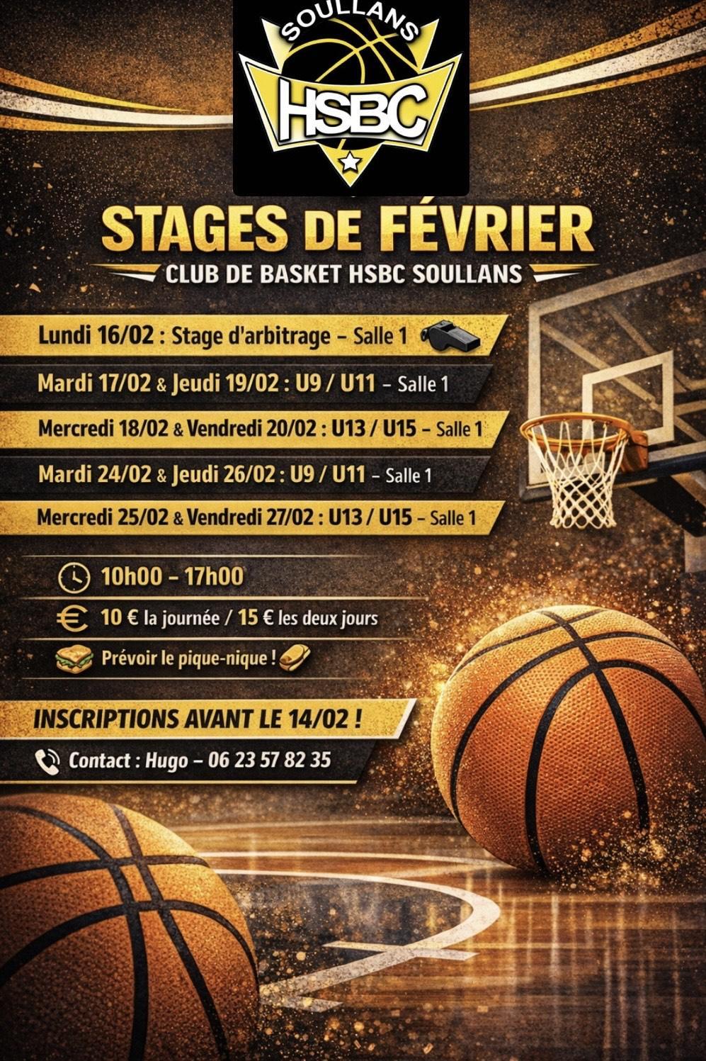 Stages de basket de février 2026