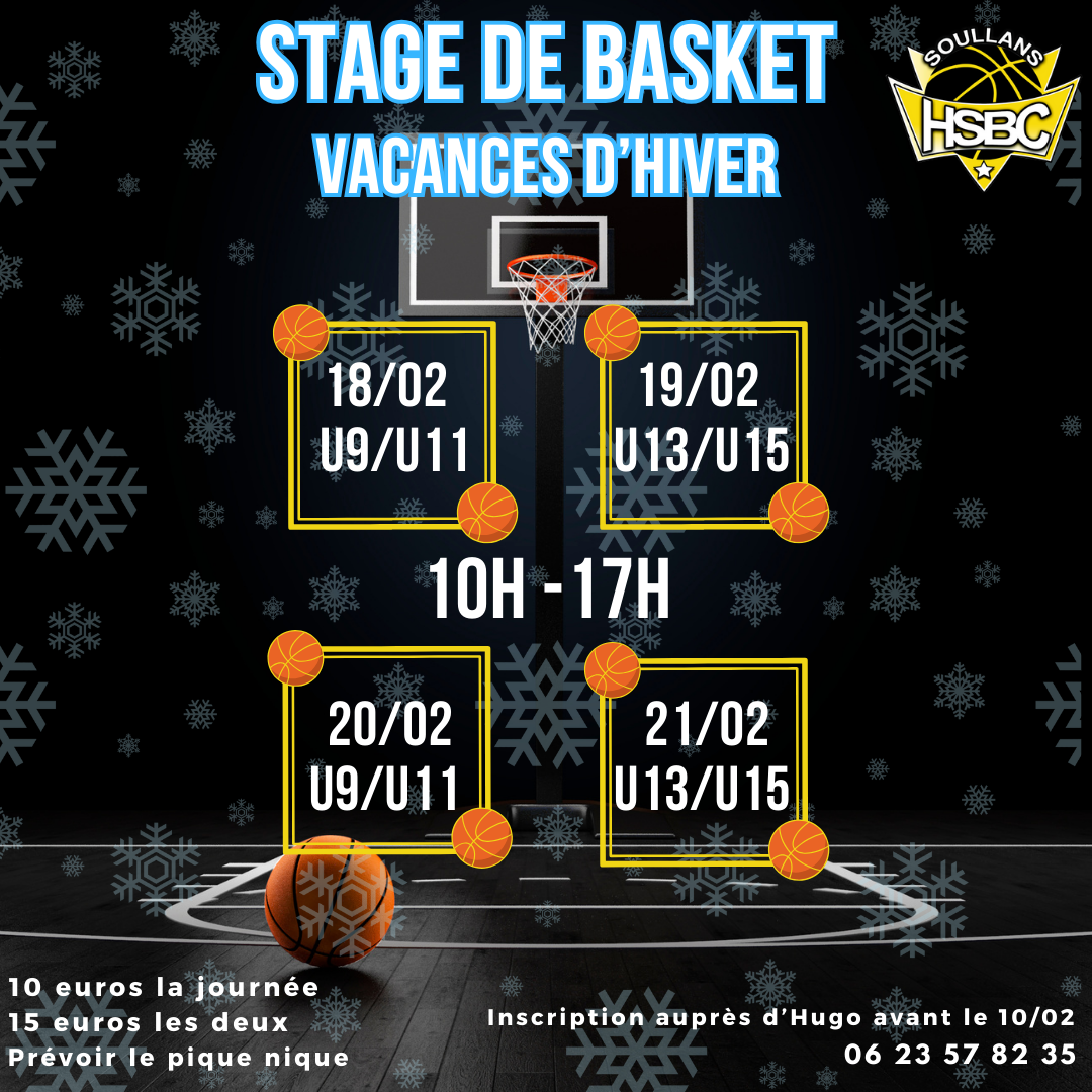 Stages vacances hiver 2025 du club de basket de soullans
