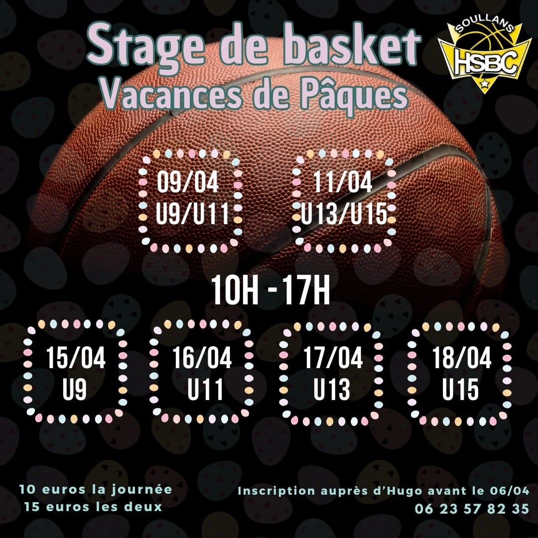 Stages de basket : vacances de Pâques du club de basket de soullans