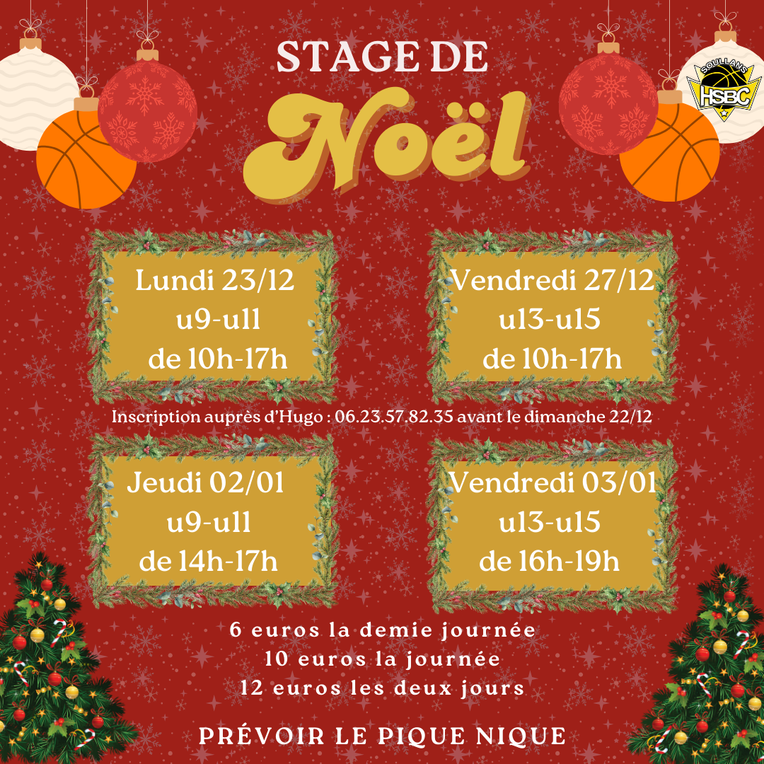 Stages de basket de Noël à soullans - HSBC