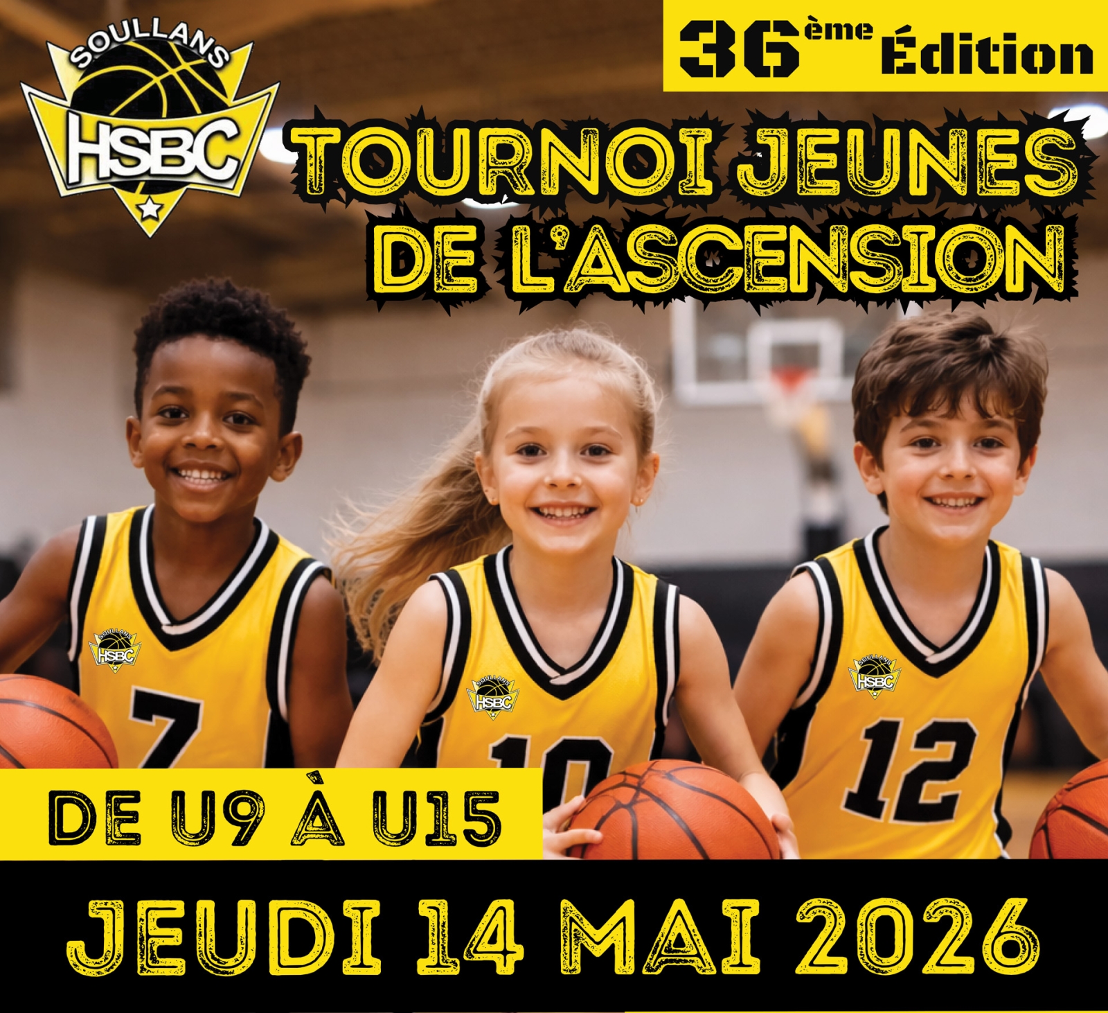 Tournoi de basket pour les U9 à U15 le 14 mai 2026 organisé par le club de basket de Soullans
